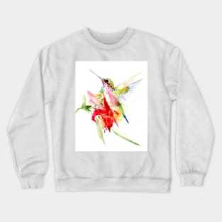 Hummingbird and Flowers Crewneck Sweatshirt